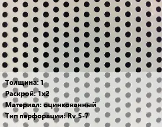 Лист перфорированный 1 1х2 оцинкованный Rv 5-7